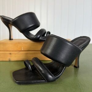 Gia Borghini x Pernille Teisbaek Puffer Heeled Sandals in Black Leather *Italy*
